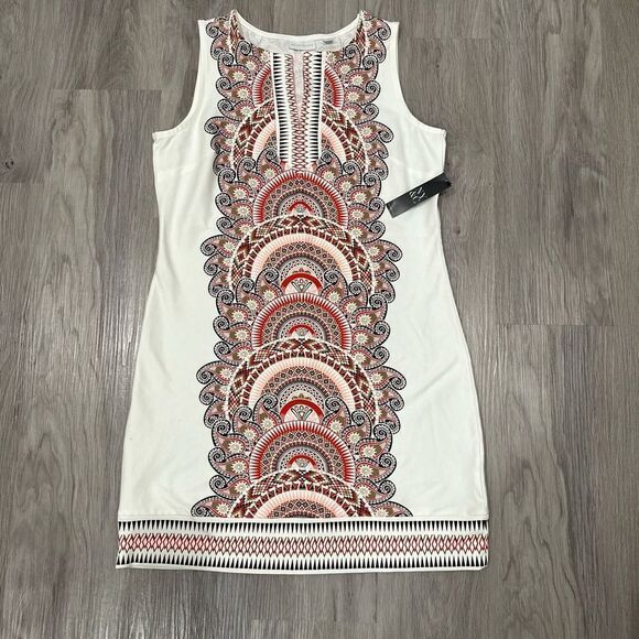 New York & Company Sleeveless Geometric Pattern Dress White Midi dress NWT - Picture 6 of 7
